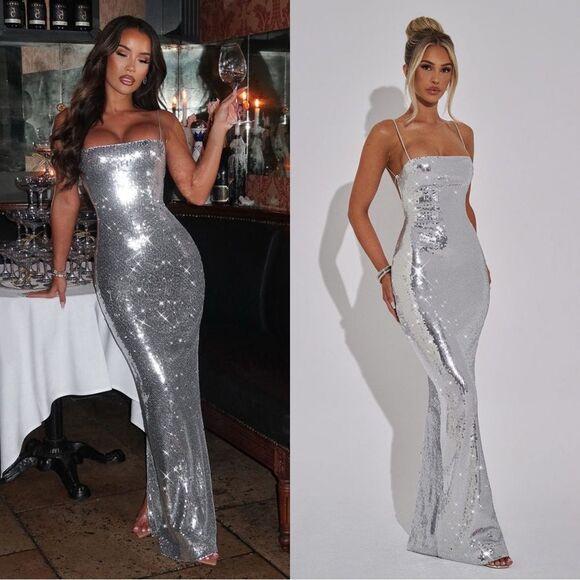 NWT Babyboo Atari Maxi Silver Dress Size S - Picture 1 of 16